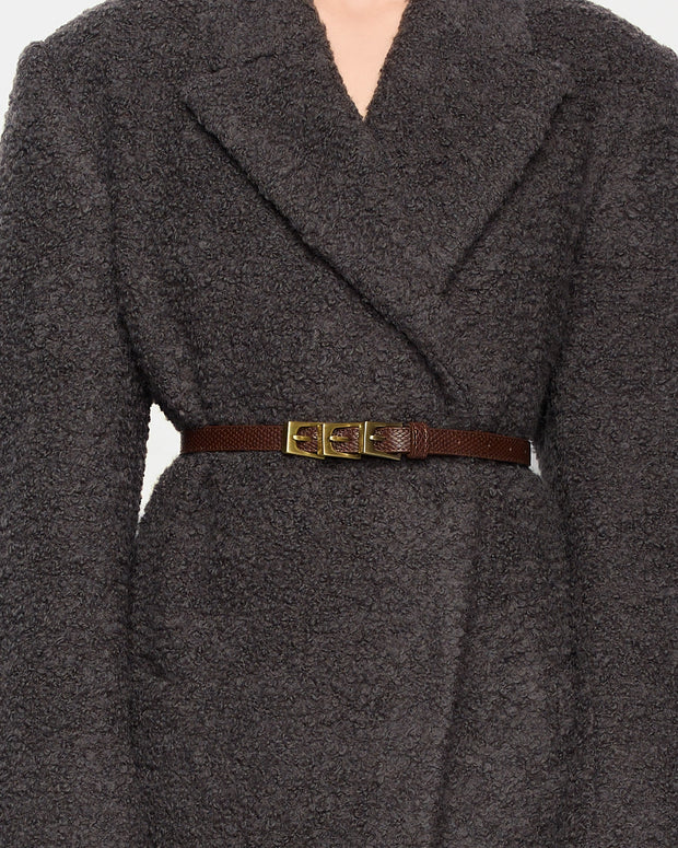 Pasek Z Potrójną Klamrą 145cm Brown Lizard