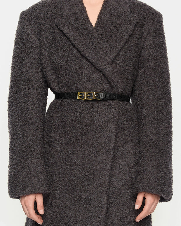 Pasek Z Potrójną Klamrą 145cm Black Lizard