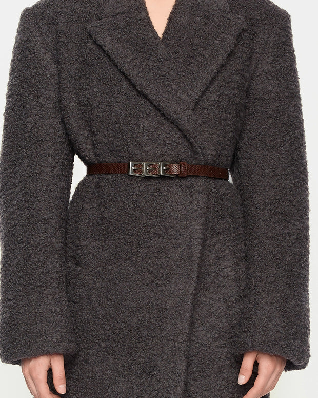 Pasek Z Potrójną Klamrą 145cm Brown Lizard