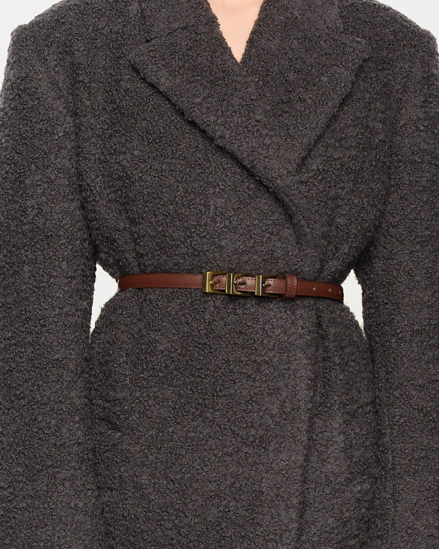 Pasek Z Potrójną Klamrą 145cm Brown