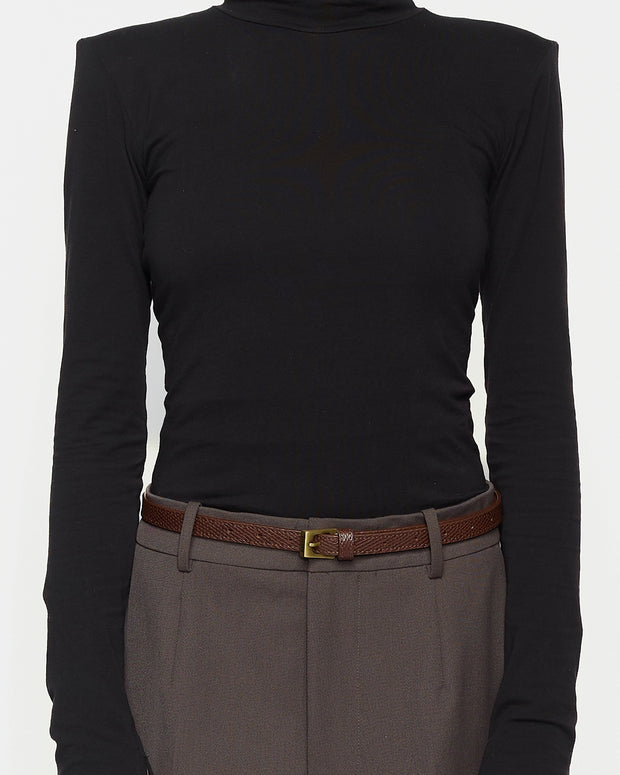 Pasek Z Klamrą Slim 145cm Brown Lizard