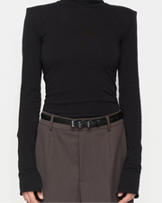 Pasek Z Potrójną Klamrą 145cm Black Nappa