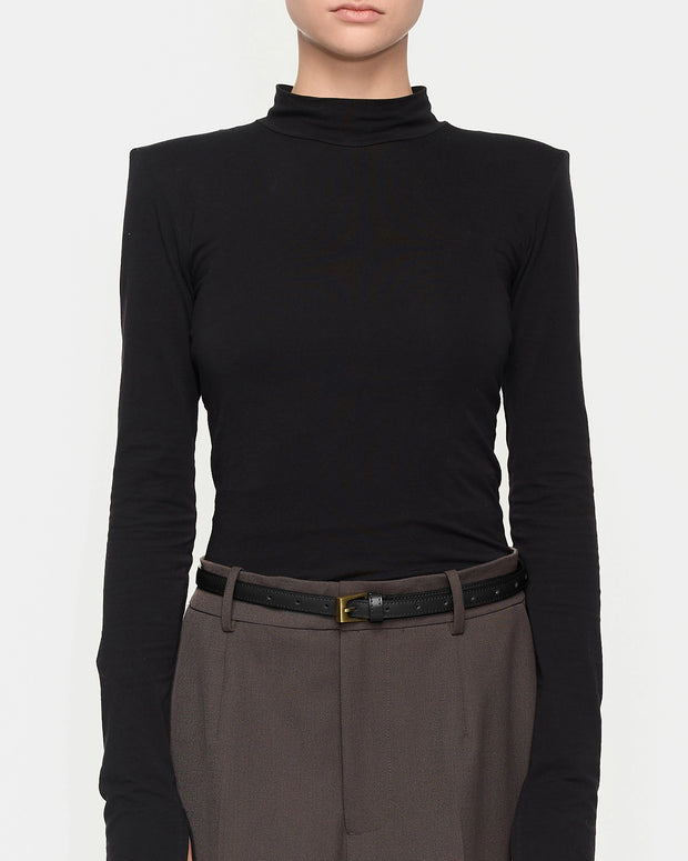 Pasek Z Klamrą Slim 145cm Black Nappa