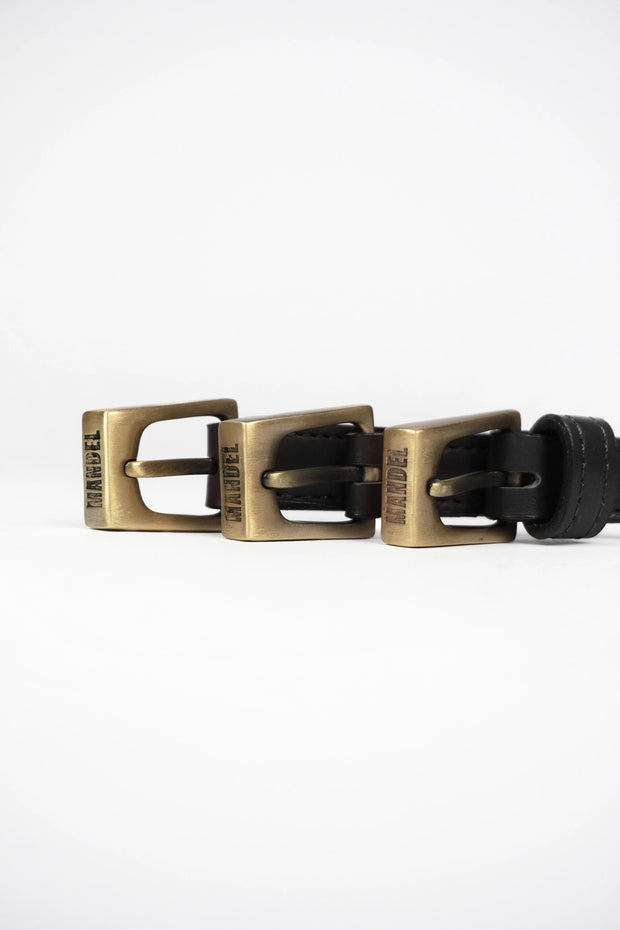 Pasek Z Potrójną Klamrą 145cm Black Nappa