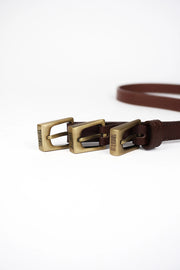 Pasek Z Potrójną Klamrą 145cm Brown