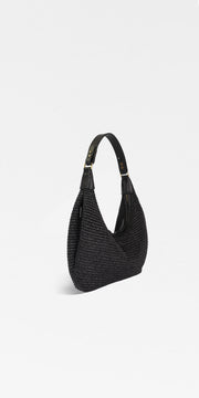 Croissant Mini Raffia Black