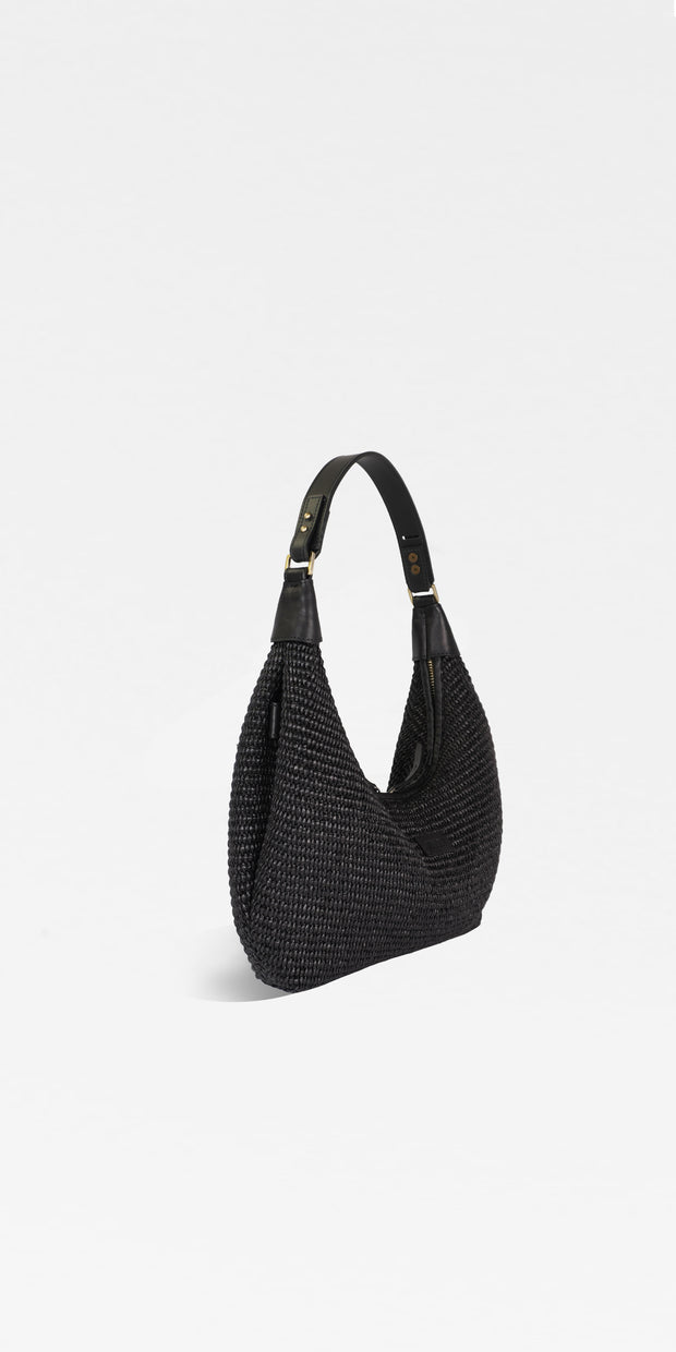 Croissant Mini Raffia Black