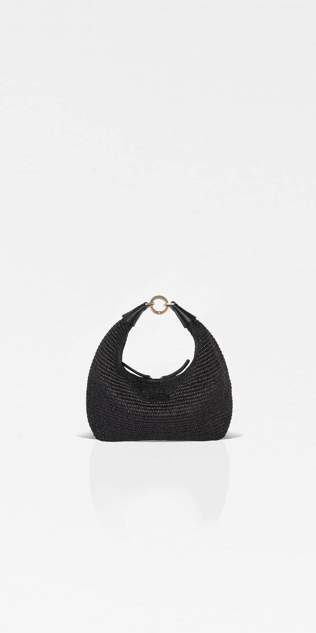 Croissant Mini Raffia Black