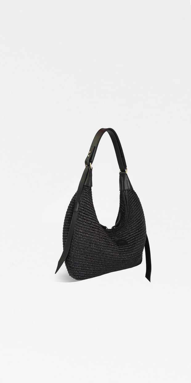 Croissant Mini Raffia Black